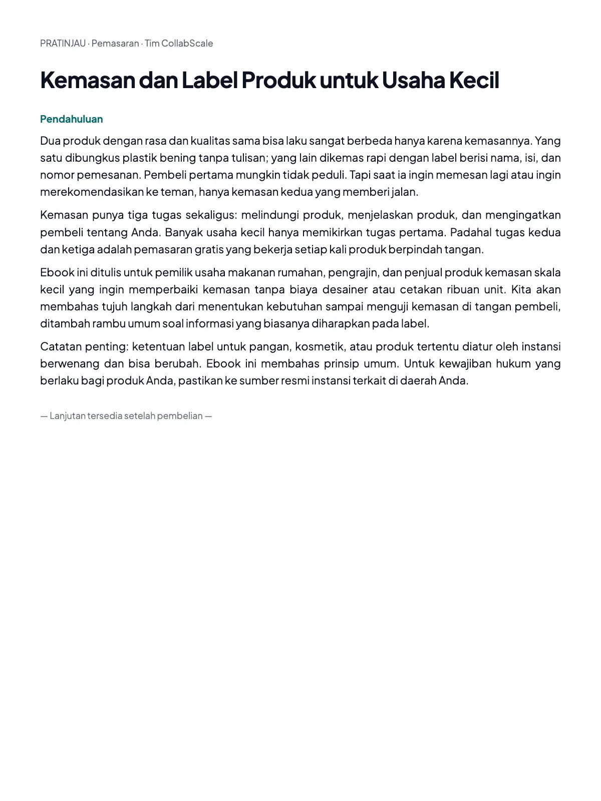 Pratinjau Kemasan dan Label Produk untuk Usaha Kecil