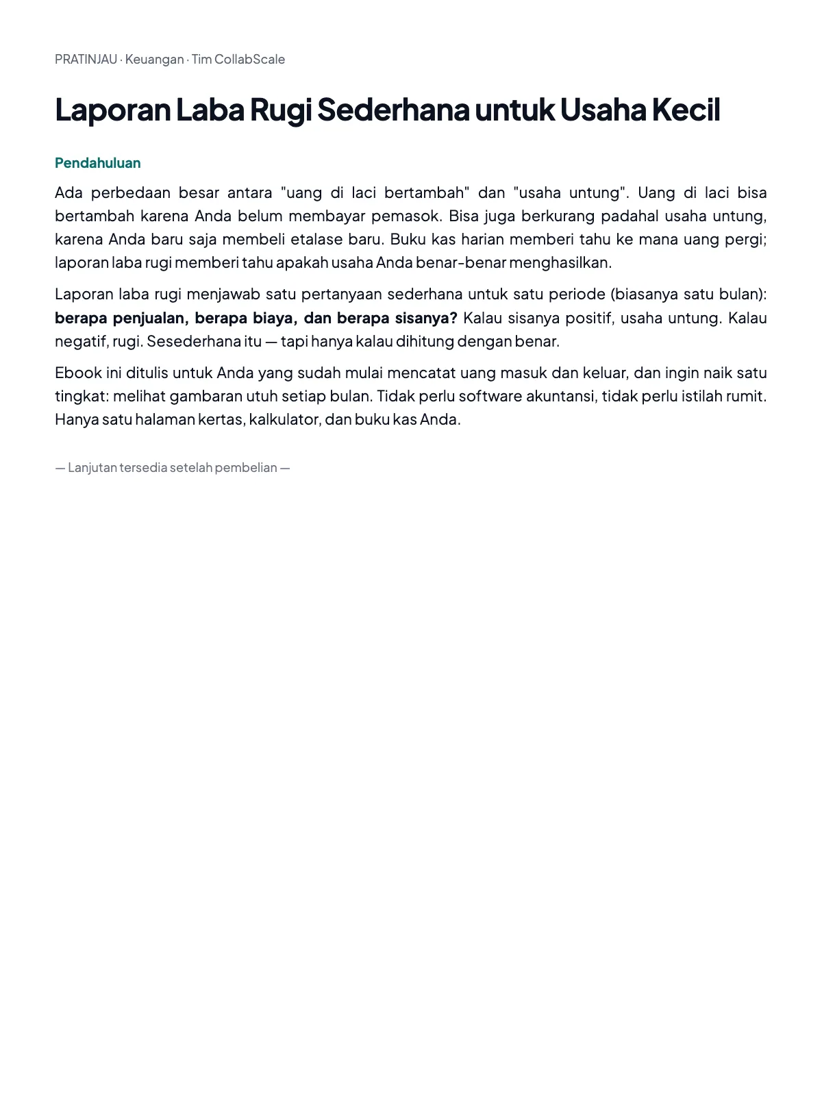 Pratinjau Laporan Laba Rugi Sederhana untuk Usaha Kecil