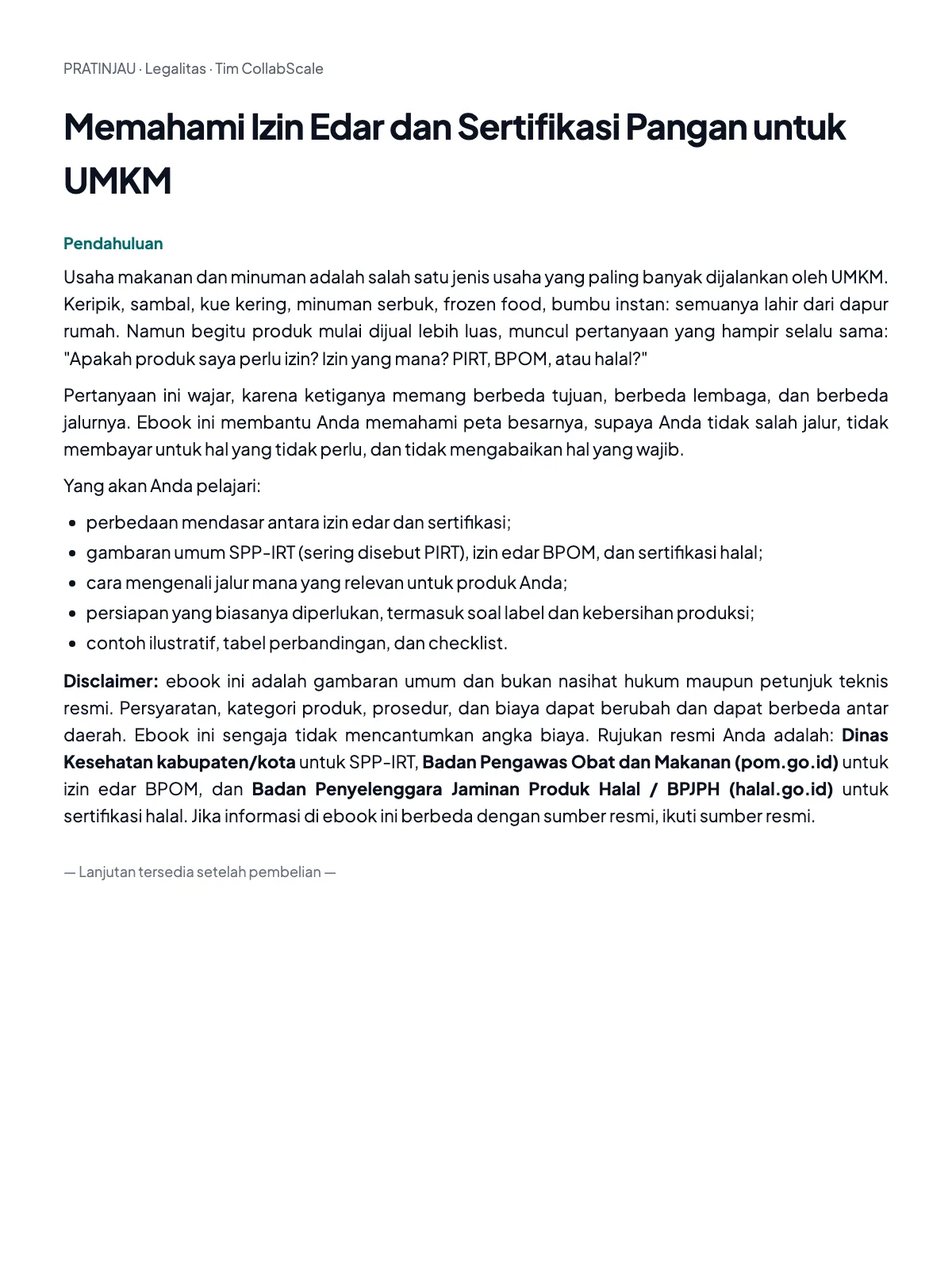 Pratinjau Memahami Izin Edar dan Sertifikasi Pangan untuk UMKM