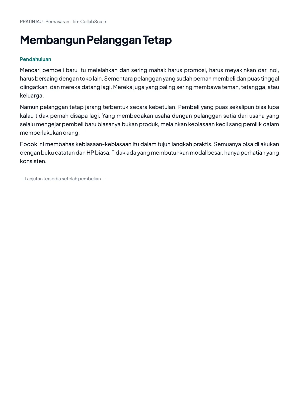 Pratinjau Membangun Pelanggan Tetap