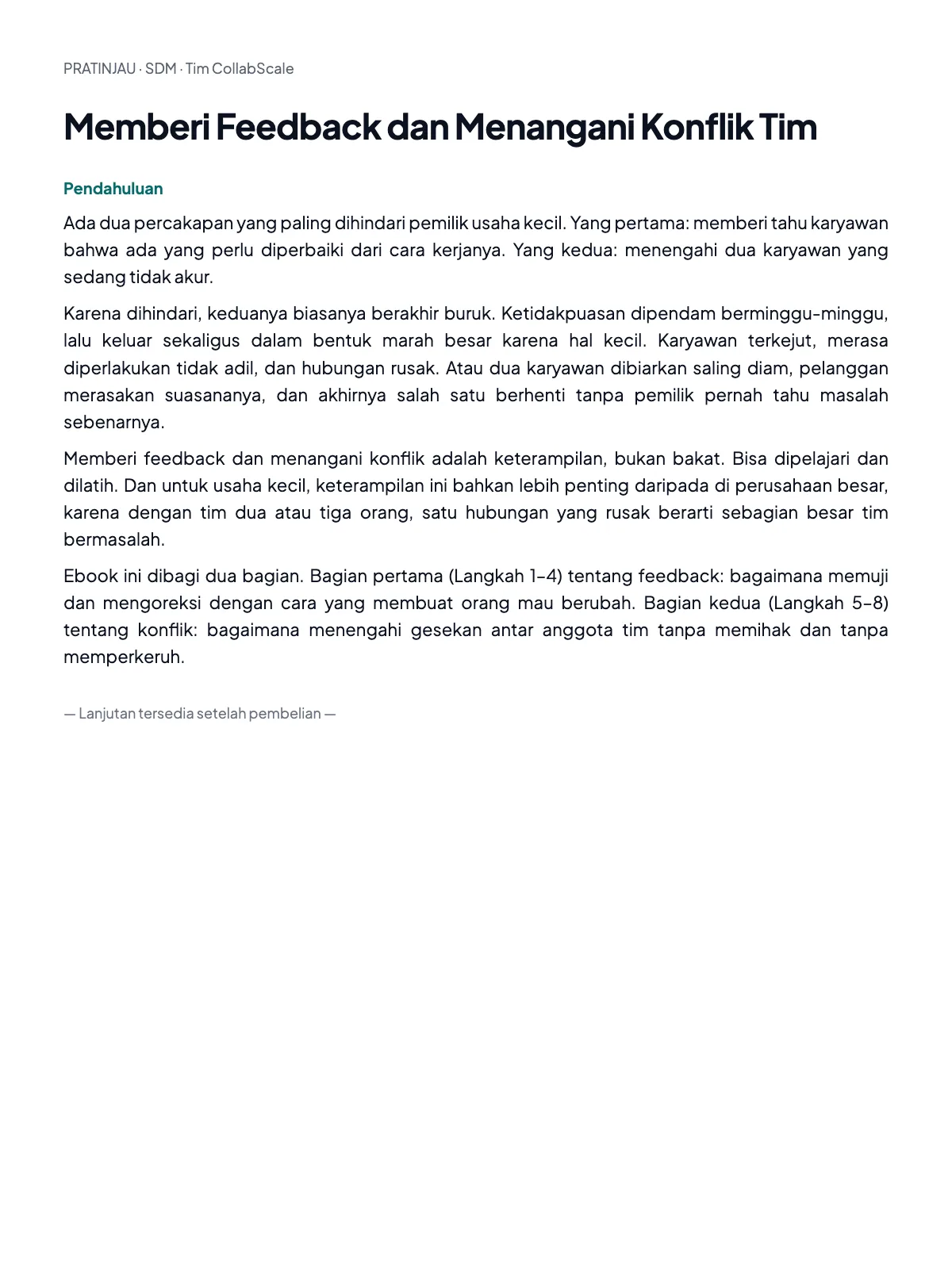 Pratinjau Memberi Feedback dan Menangani Konflik Tim