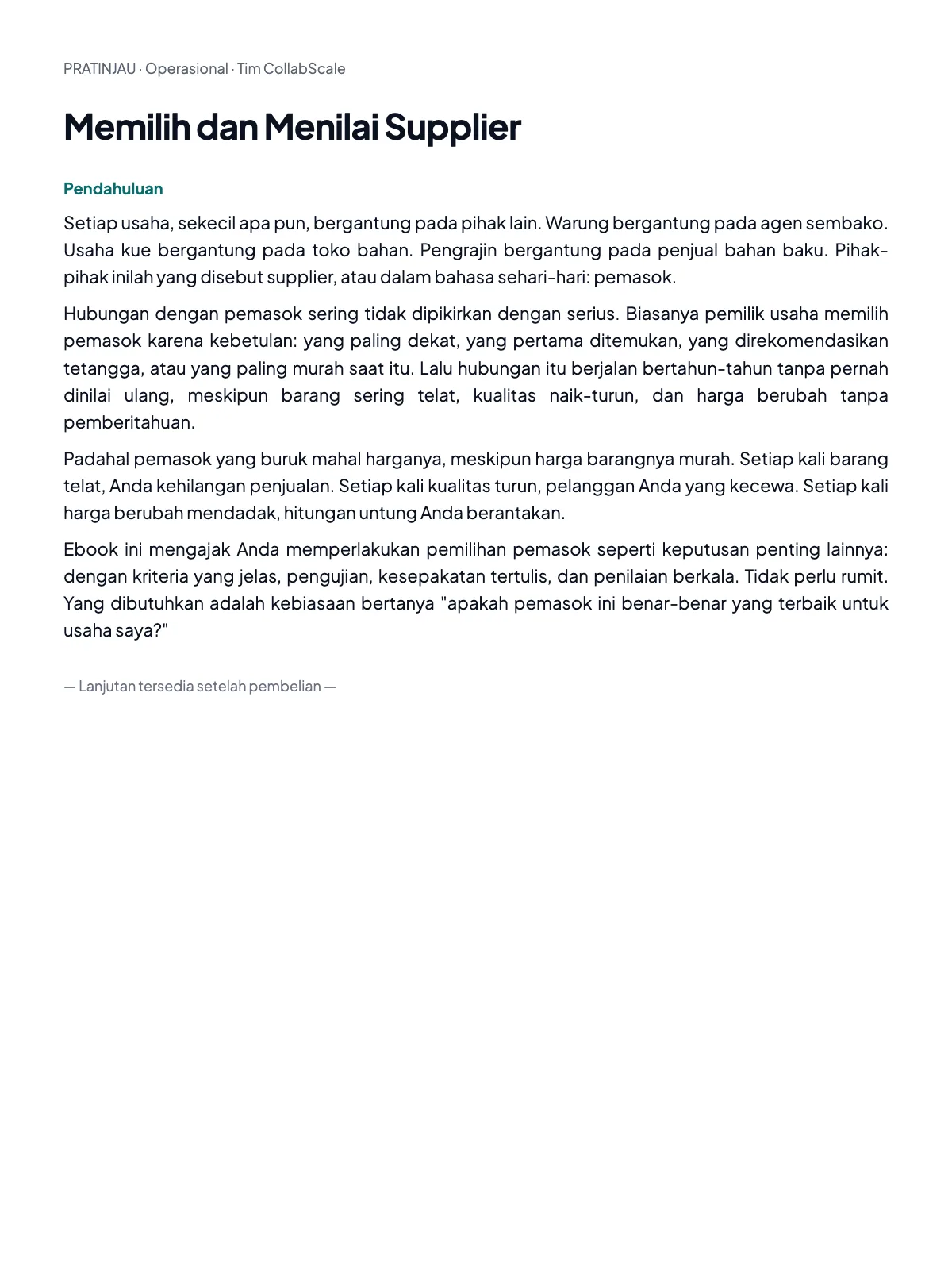 Pratinjau Memilih dan Menilai Supplier