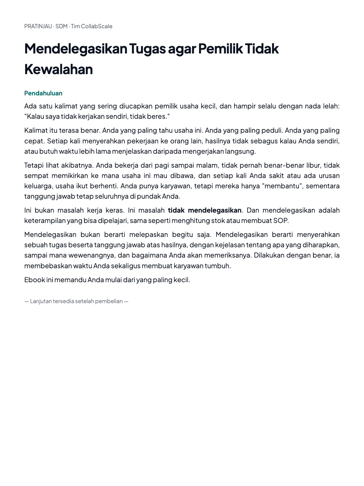 Pratinjau Mendelegasikan Tugas agar Pemilik Tidak Kewalahan