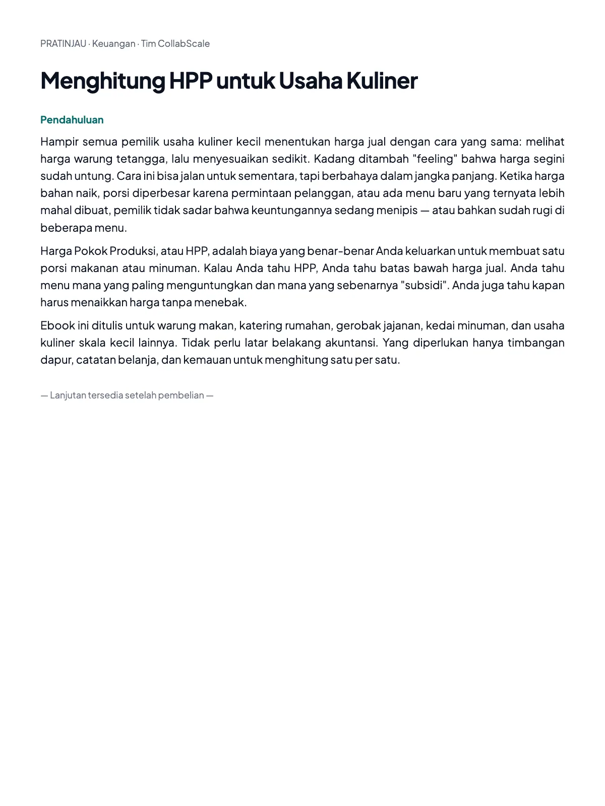 Pratinjau Menghitung HPP untuk Usaha Kuliner