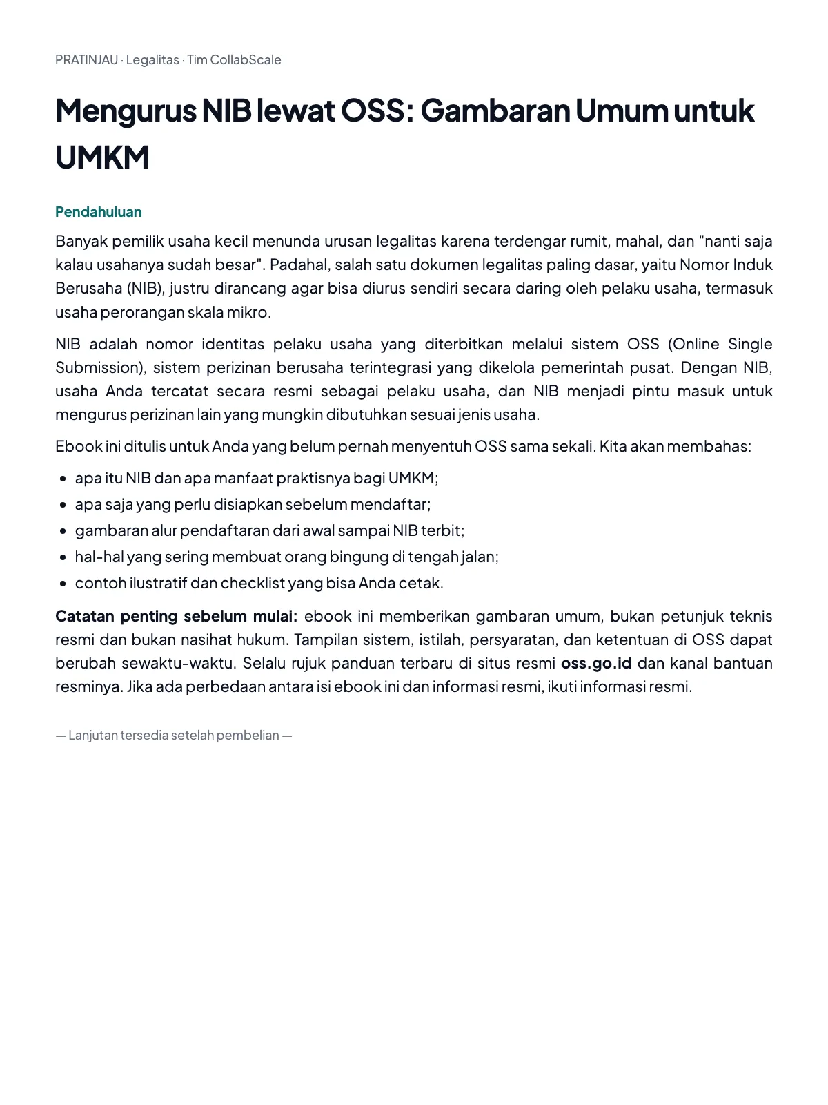 Pratinjau Mengurus NIB lewat OSS: Gambaran Umum untuk UMKM