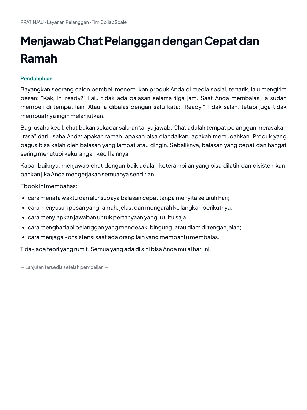 Pratinjau Menjawab Chat Pelanggan dengan Cepat dan Ramah